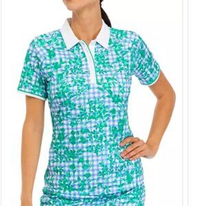 Pro Tour NWT gingham and floral short sleeve polo golf shirt size M